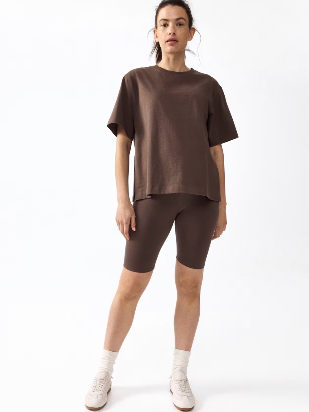 H&M MAMA 2-piece cotton jersey maternity set in dark taupe